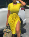 Skinny Short Sleeve Casual Dress - Sabreeonline
