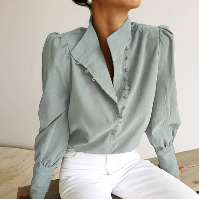 Elegant Turtleneck Blouse Long Sleeve - Sabreeonline