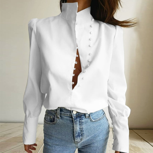 Elegant Turtleneck Blouse Long Sleeve - Sabreeonline