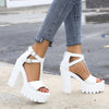 Platform Cross Buckle Non-Slip Thick Heel High - Sabreeonline