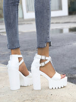 Platform Cross Buckle Non-Slip Thick Heel High - Sabreeonline