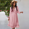 Sexy V Neck Floral Dress Ladies 2022 New Butterfly Sleeve High Waist Casual Print Dresses For Women Summer Chiffon Dress - Sabreeonline