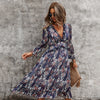 Sexy V Neck Floral Dress Ladies 2022 New Butterfly Sleeve High Waist Casual Print Dresses For Women Summer Chiffon Dress - Sabreeonline