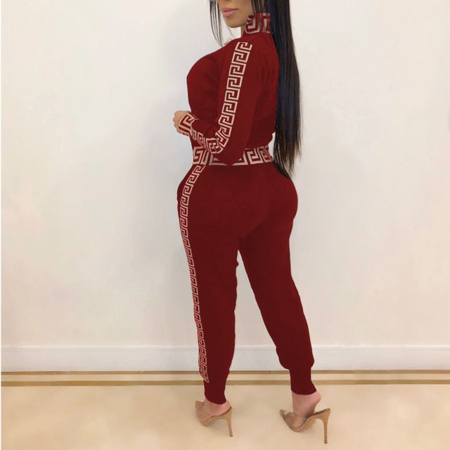 Tracksuits Women Elegant Two-Pieces Suit Sets Female Stylish Plus Size - Sabreeonline