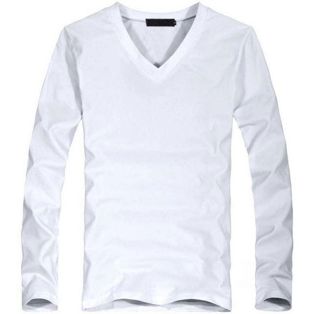 V-Neck Long Sleeve Men T Shirt - Sabreeonline