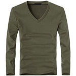 V-Neck Long Sleeve Men T Shirt - Sabreeonline