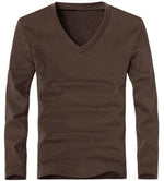 V-Neck Long Sleeve Men T Shirt - Sabreeonline