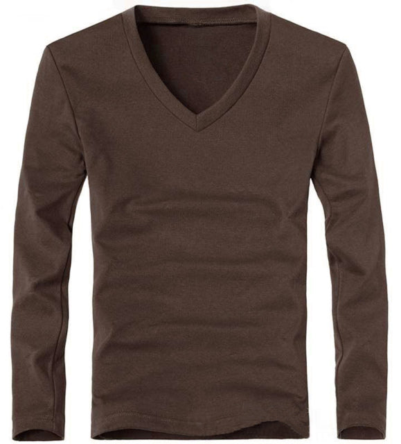 V-Neck Long Sleeve Men T Shirt - Sabreeonline