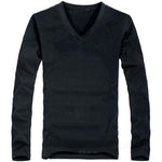 V-Neck Long Sleeve Men T Shirt - Sabreeonline