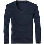 V-Neck Long Sleeve Men T Shirt - Sabreeonline