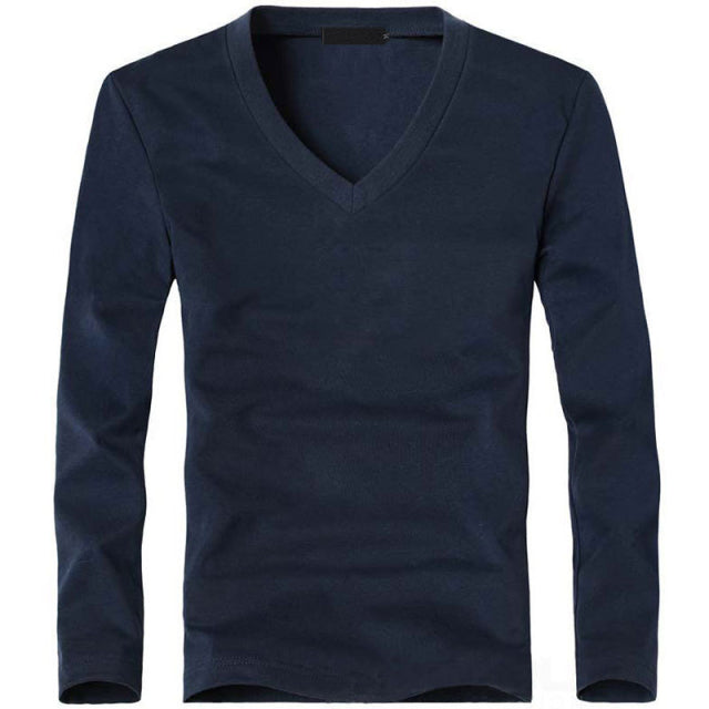 V-Neck Long Sleeve Men T Shirt - Sabreeonline