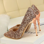 Glitter Sequins Gold Luxury Hight Heels - Sabreeonline
