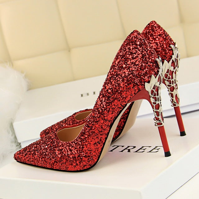 Glitter Sequins Gold Luxury Hight Heels - Sabreeonline