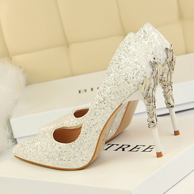 Glitter Sequins Gold Luxury Hight Heels - Sabreeonline