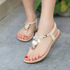 Sandals elastic t-strap bohemia beaded owl slipper flat sandals women summer shoes flip flop - Sabreeonline