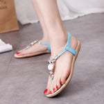 Sandals elastic t-strap bohemia beaded owl slipper flat sandals women summer shoes flip flop - Sabreeonline