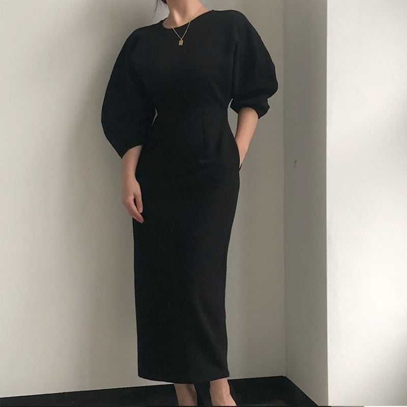Spring New Elegant Office Ladies Bodycon Dress Fashion Sexy Solid Color Dress Women Slim Midi Dress Vestidos OL  Clothes - Sabreeonline