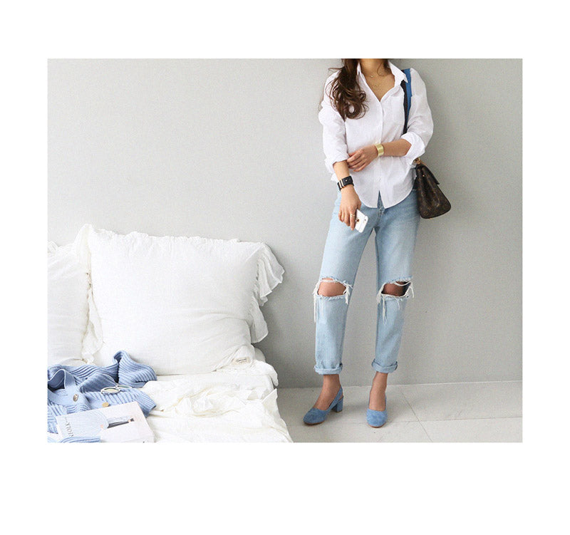 Women White Casual Long Sleeve Blouse - Sabreeonline
