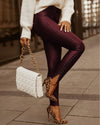 Women Sexy Studded Design High Waist Lace-up Skinny PU Pants - Sabreeonline