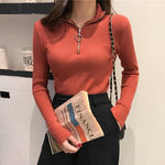 Women Zipper Turtleneck Winter Basic - Sabreeonline