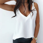 V-Neck Sleeveless Blouse Off Shoulder - Sabreeonline