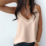 V-Neck Sleeveless Blouse Off Shoulder - Sabreeonline