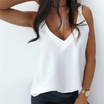 V-Neck Sleeveless Blouse Off Shoulder - Sabreeonline