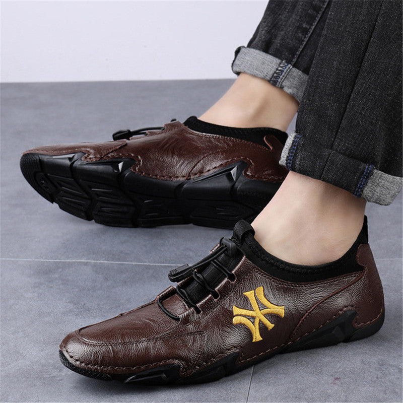 Genuine Leather Men Sneakers Softy Luxury brand shoes for Men Loafers Moccasins Driving Shoes - Sabreeonline