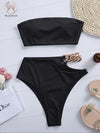 High Waist Chain Bandeau Set - Sabreeonline