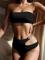 High Waist Chain Bandeau Set - Sabreeonline