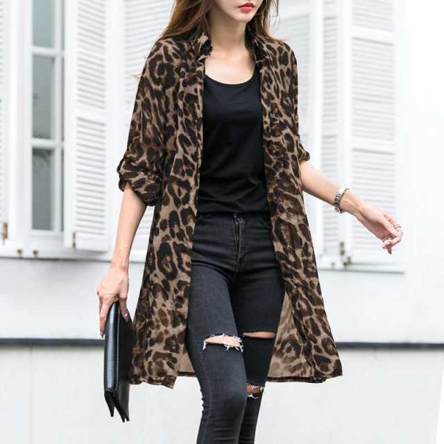 Leopard Cardigans Casual Cape Female - Sabreeonline