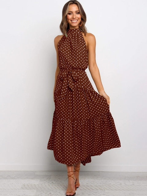 Summer Long Dress Polka Dot Casual Dresses - Sabreeonline