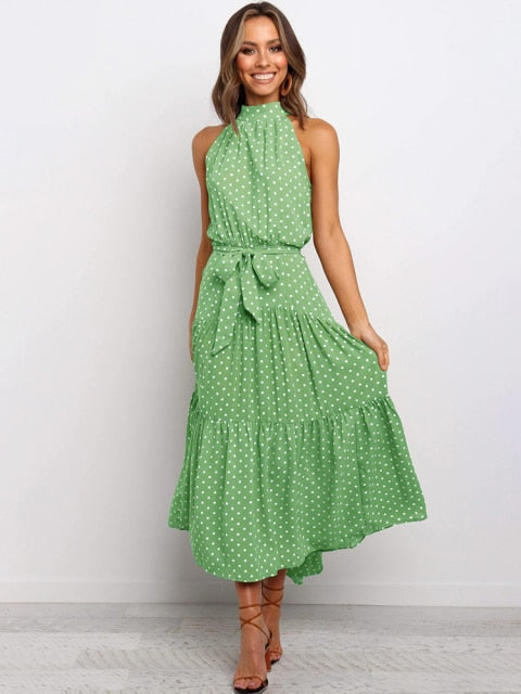 Summer Long Dress Polka Dot Casual Dresses - Sabreeonline