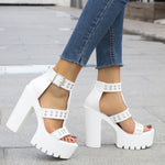 Platform Cross Buckle Non-Slip Thick Heel High - Sabreeonline