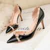 Pumps Thin Heels Rivet Butterfly-knot Shoes - Sabreeonline