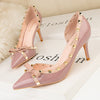 Pumps Thin Heels Rivet Butterfly-knot Shoes - Sabreeonline