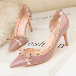 Pumps Thin Heels Rivet Butterfly-knot Shoes - Sabreeonline
