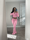 Casual Sports Set Solid Velvet Two Piece Set - Sabreeonline
