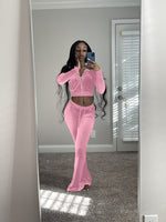 Casual Sports Set Solid Velvet Two Piece Set - Sabreeonline