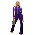 Casual Sports Set Solid Velvet Two Piece Set - Sabreeonline