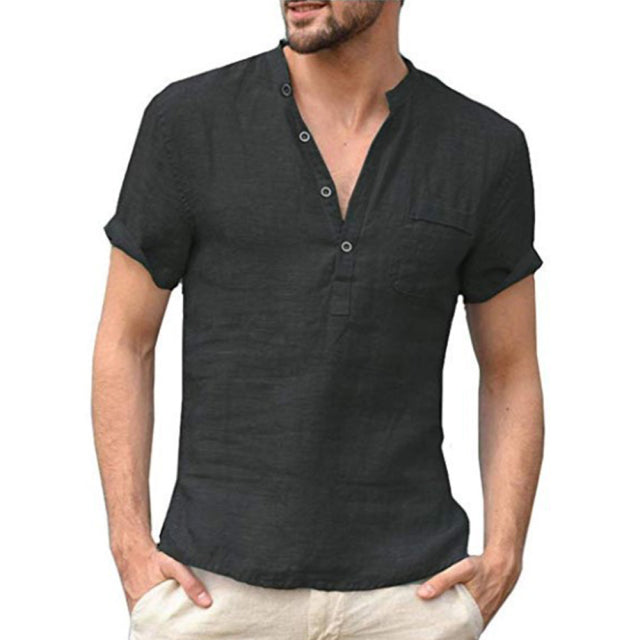 Summer New Men Short-Sleeved T-shirt Cotton and Linen Led Casual Men&#39;s T-shirt Shirt Male  Breathable S-3XL - Sabreeonline