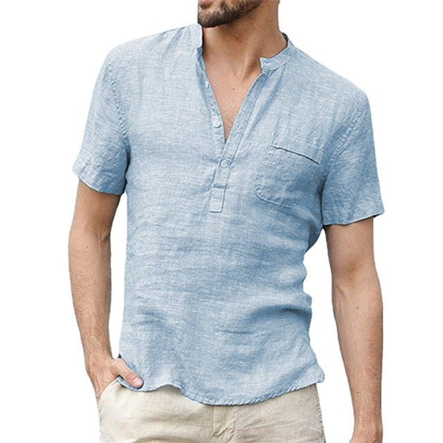 Summer New Men Short-Sleeved T-shirt Cotton and Linen Led Casual Men&#39;s T-shirt Shirt Male  Breathable S-3XL - Sabreeonline