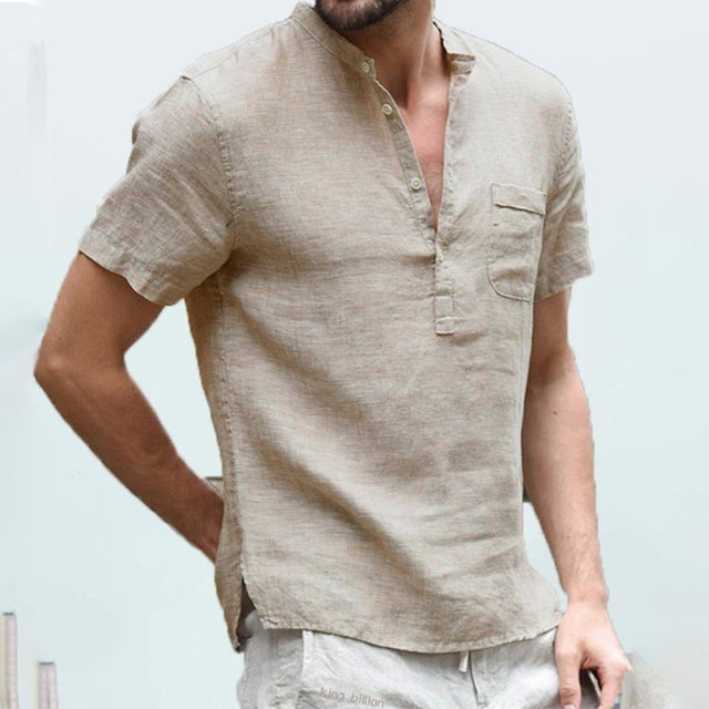 Summer New Men Short-Sleeved T-shirt Cotton and Linen Led Casual Men&#39;s T-shirt Shirt Male  Breathable S-3XL - Sabreeonline