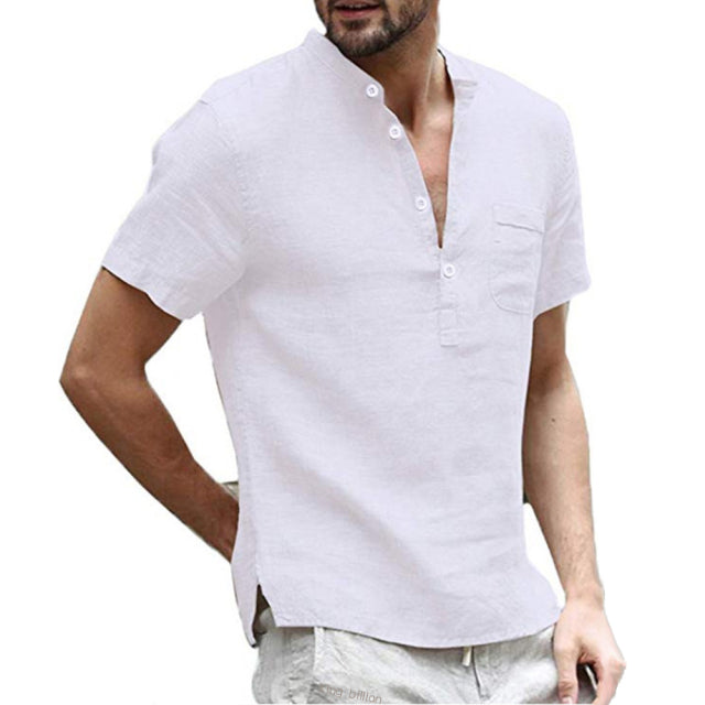 Summer New Men Short-Sleeved T-shirt Cotton and Linen Led Casual Men&#39;s T-shirt Shirt Male  Breathable S-3XL - Sabreeonline