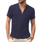 Summer New Men Short-Sleeved T-shirt Cotton and Linen Led Casual Men&#39;s T-shirt Shirt Male  Breathable S-3XL - Sabreeonline