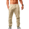 Men Cotton Linen Pants Male Autumn New Breathable Solid Color Linen Trousers Fitness Streetwear S-3XL - Sabreeonline