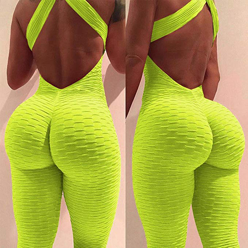 Halter Women Tracksuit High Waist Sport Backless Top - Sabreeonline