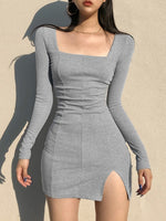 Black Knitted Ribbed Midi Dresses - Sabreeonline