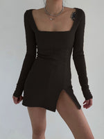 Black Knitted Ribbed Midi Dresses - Sabreeonline