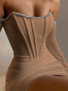 Mini Crystal Off Shoulder Club Party Dress - Sabreeonline